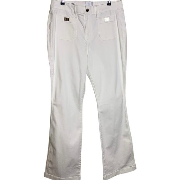 WHBM Jeans NWT Women's Size 10 Curvy White High-Rise Turnlock Skinny Flare - Picture 2 of 9